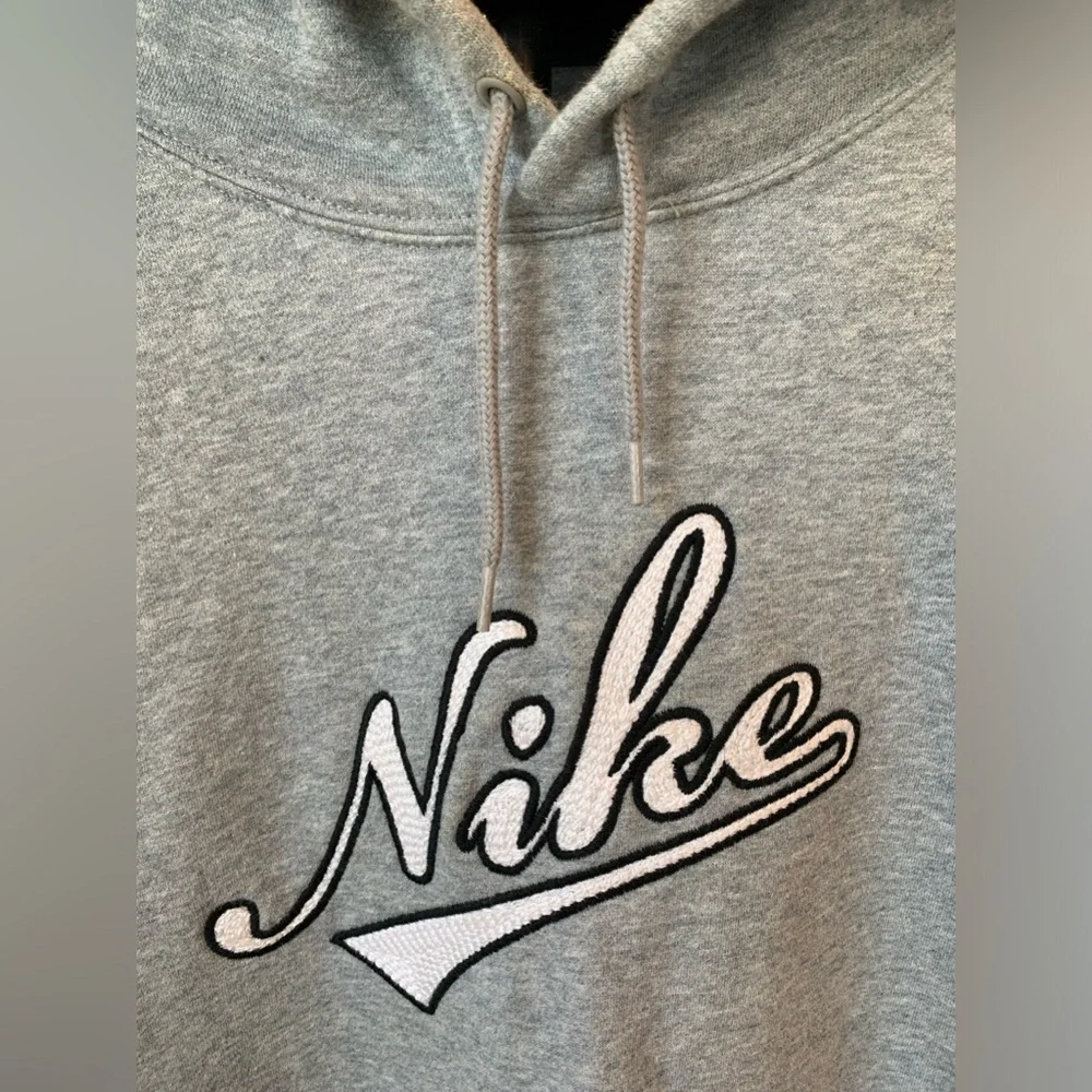 Vintage Orange Label The Athletic Dept Nike Hoodie Grey Cursive Mens XL‎